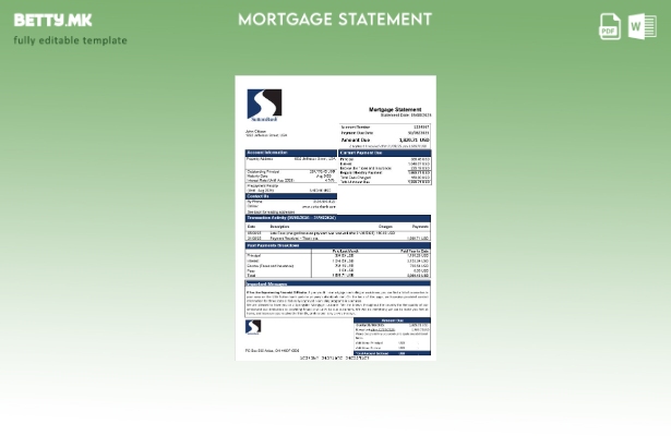 Извод за хипотека на банката на САД Сатон во модерен стил во шаблон за формати W